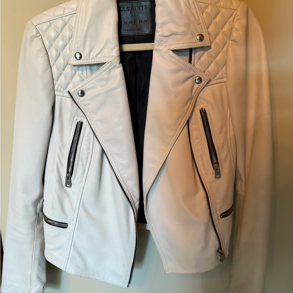 All Saints Women's Off-White Leather Jacket